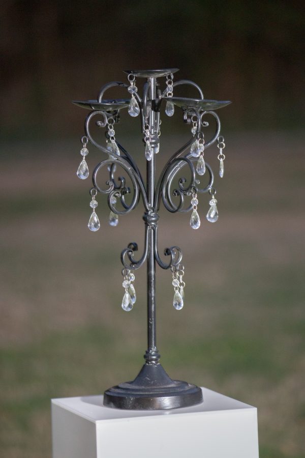 BLACK JEWELED PILLAR CANDLE HOLDER ACE EVENT RENTALS